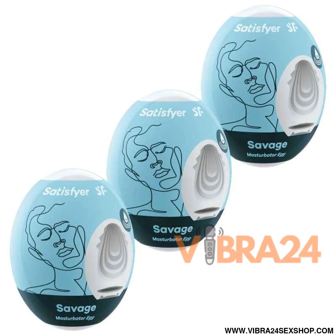 SATISFYER - 3 OVOS MASTURBADOR SAVAGE