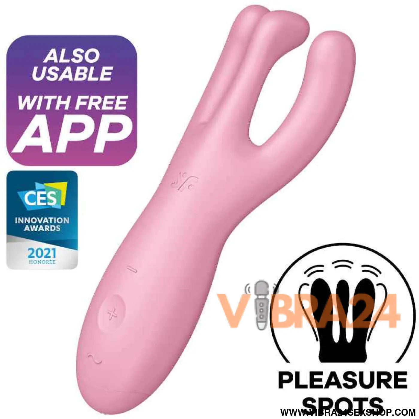 SATISFYER - APP VIBRADOR THREESOME 4 ROSA