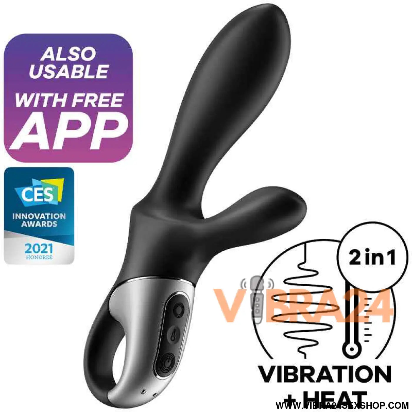 SATISFYER - HEAT CLIMAX+ APP VIBRADOR ANAL PRETO
