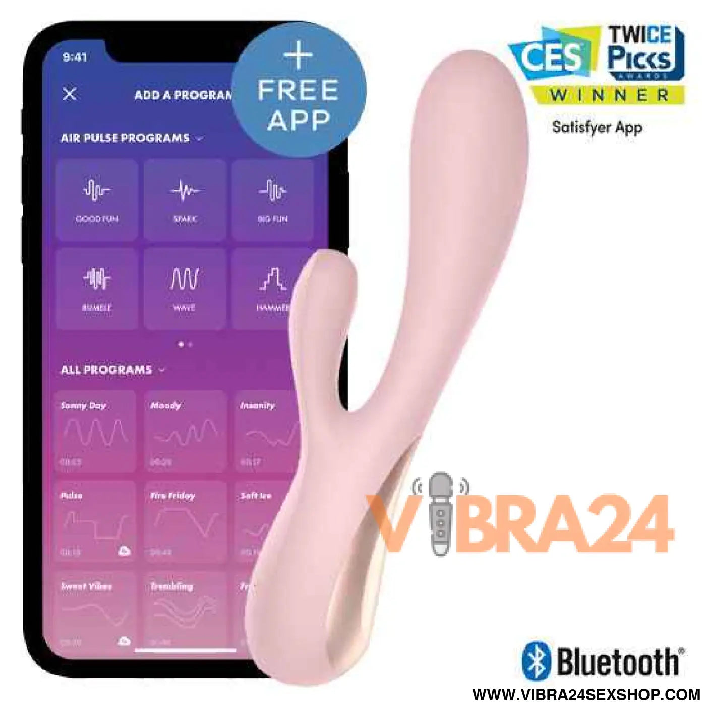 SATISFYER - MONO FLEX ROSA COM APLICATIVO