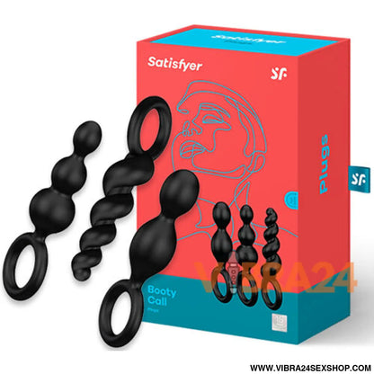 Satisfyer Plugs Anais 3 PCS Preto - Prazer Intenso com Conjunto Exclusivo de Plugs Anais Satisfyer - VIBRA24 SEXSHOP