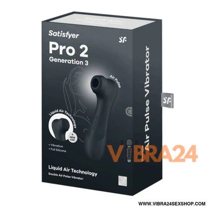 Satisfyer Pro 2 Geração 3 Preto - Tecnologia de Ar Líquido para Prazer Máximo