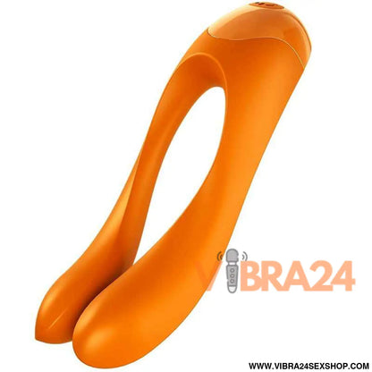 SATISFYER - VIBRADOR DE DEDO CANDY CANE LARANJA - VIBRA24 SEXSHOP