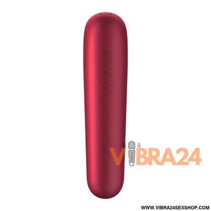 SATISFYER - Vibrador e Sugador de Clitóris Dual Love com Ar Pulsado Vermelho
