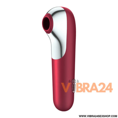 SATISFYER - Vibrador e Sugador de Clitóris Dual Love com Ar Pulsado Vermelho