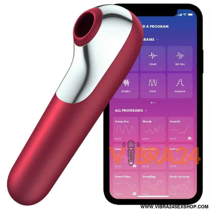 SATISFYER - Vibrador e Sugador de Clitóris Dual Love com Ar Pulsado Vermelho
