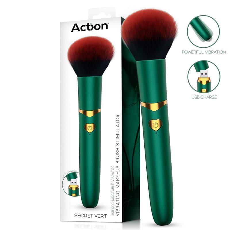 Action – Secret Vert: Pincel Vibratório Recarregável com Design Discreto e 10 Modos de Vibração