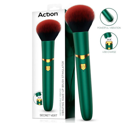 Action – Secret Vert: Pincel Vibratório Recarregável com Design Discreto e 10 Modos de Vibração