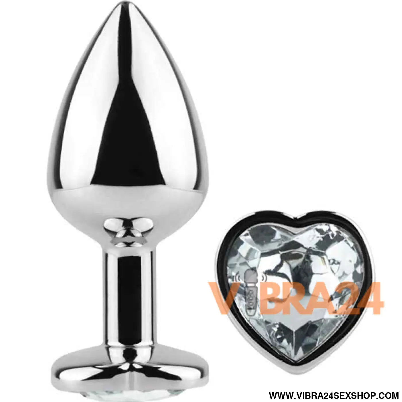 SECRETPLAY - PLUG ANAL DE METAL CORAO CRISTAL TRANSPARENTE TAMANHO PEQUENO 7 CM