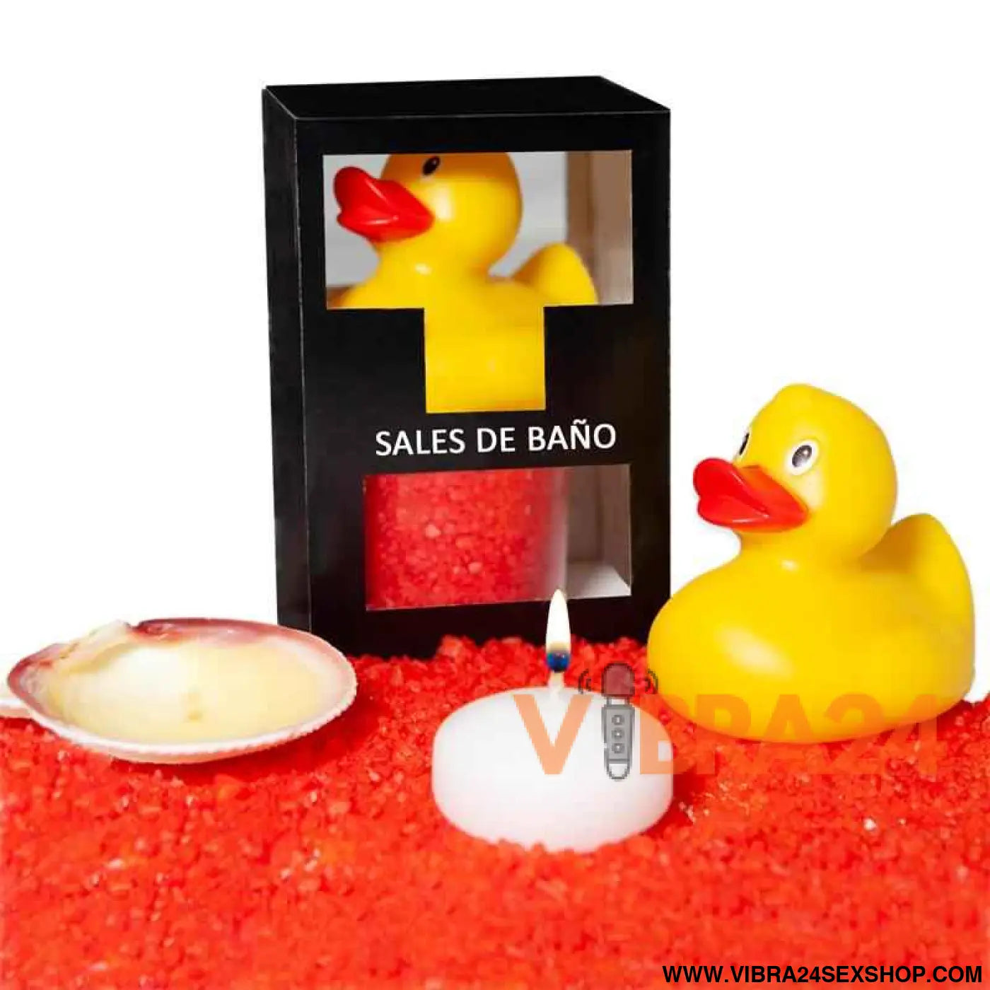 Set Bath Salts Aroma Red Fruits Duck Candle and Shell 150 gr