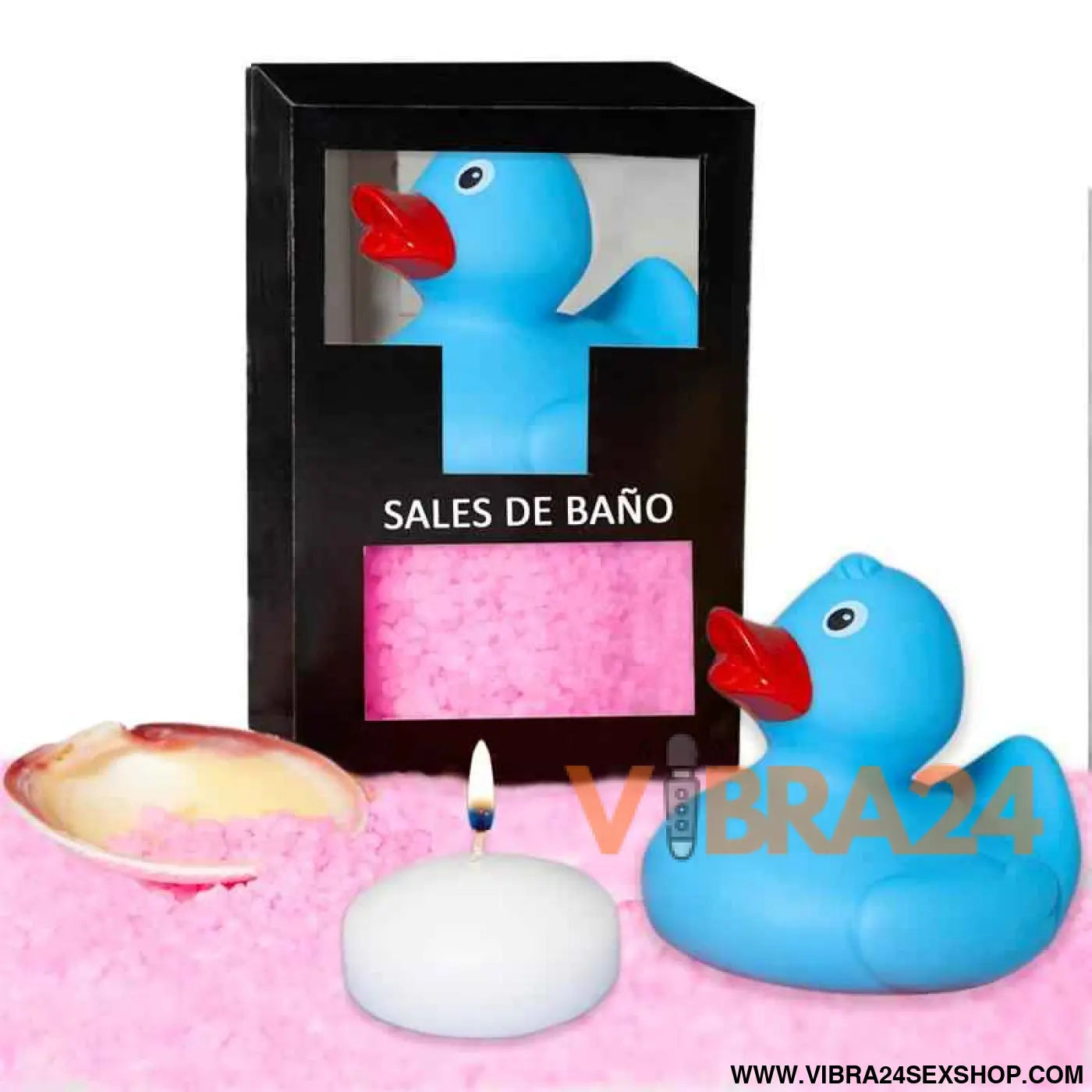Set Bath Salts Rose Duck Candle and Shell 150 gr
