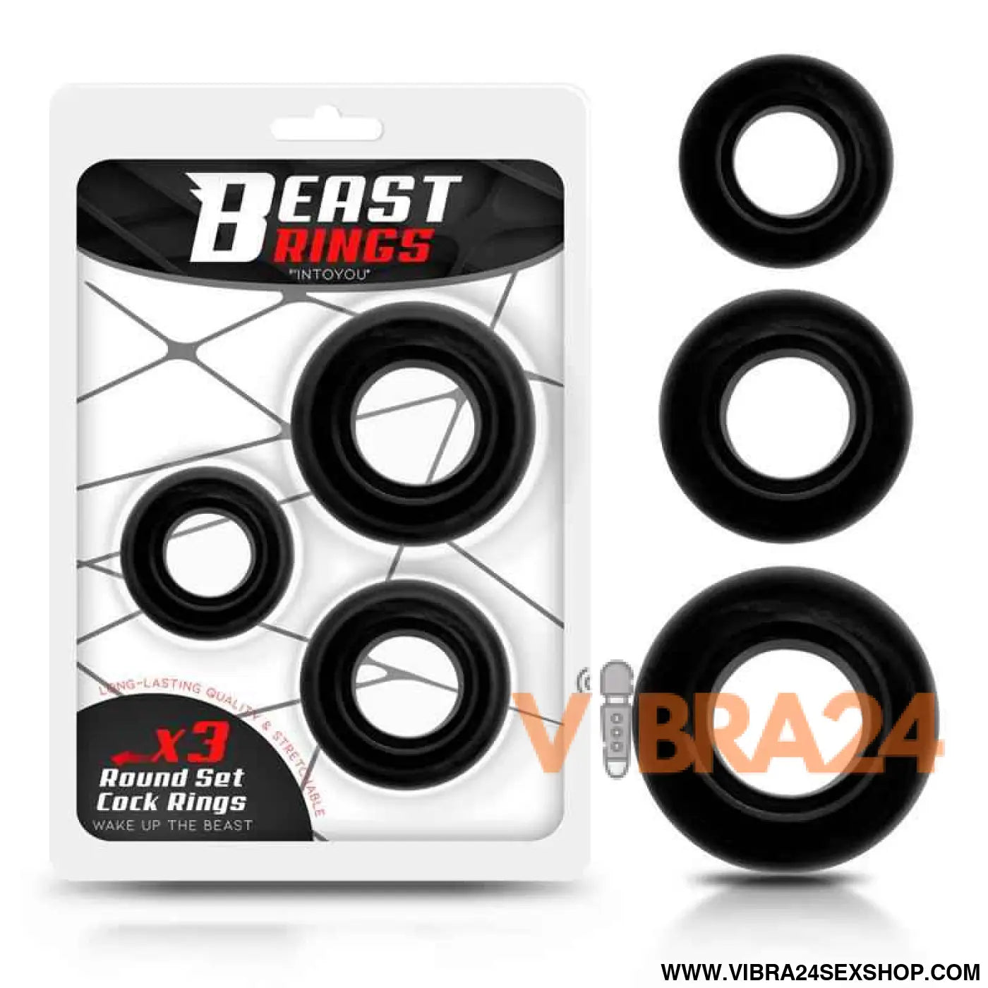 Set of 3 Cock Rings Flexible Black