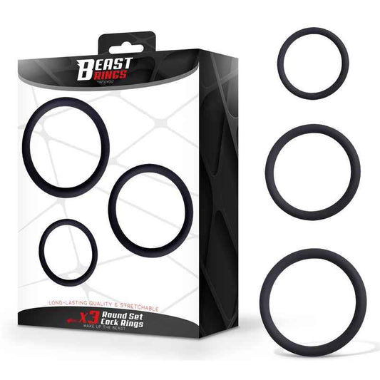 Set of 3 Penis Rings Silicone S, M and L
