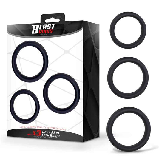 Set of 3 Penis Rings Silicone S, M and L