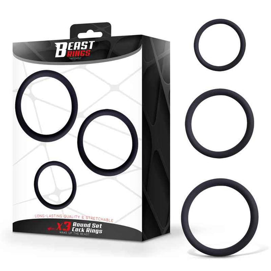 Set of 3 Penis Rings Silicone S, M and L