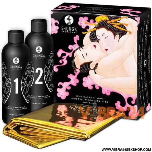 SHUNGA - GEL DE MASSAGEM ERÓTICA CORPO A ORIENTAL MORANGOS E CAVA