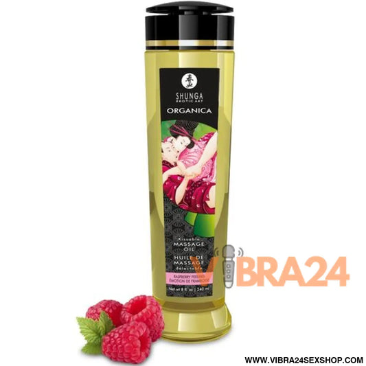 Shunga – Óleo de Massagem Orgânico Framboesa: Toque Natural Aroma Delicioso e Pele Sedosa