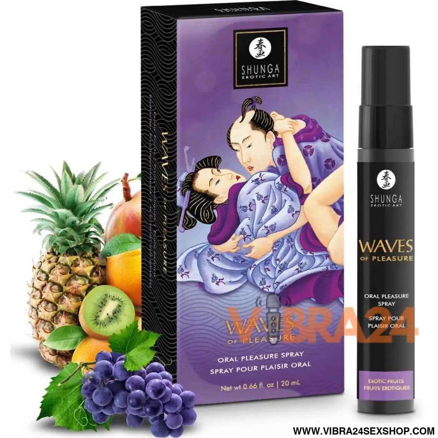 SHUNGA - SPRAY ORAL SEDUTOR DE PRAZER COM SABORES FRUTAS EXÓTICAS 20 ML