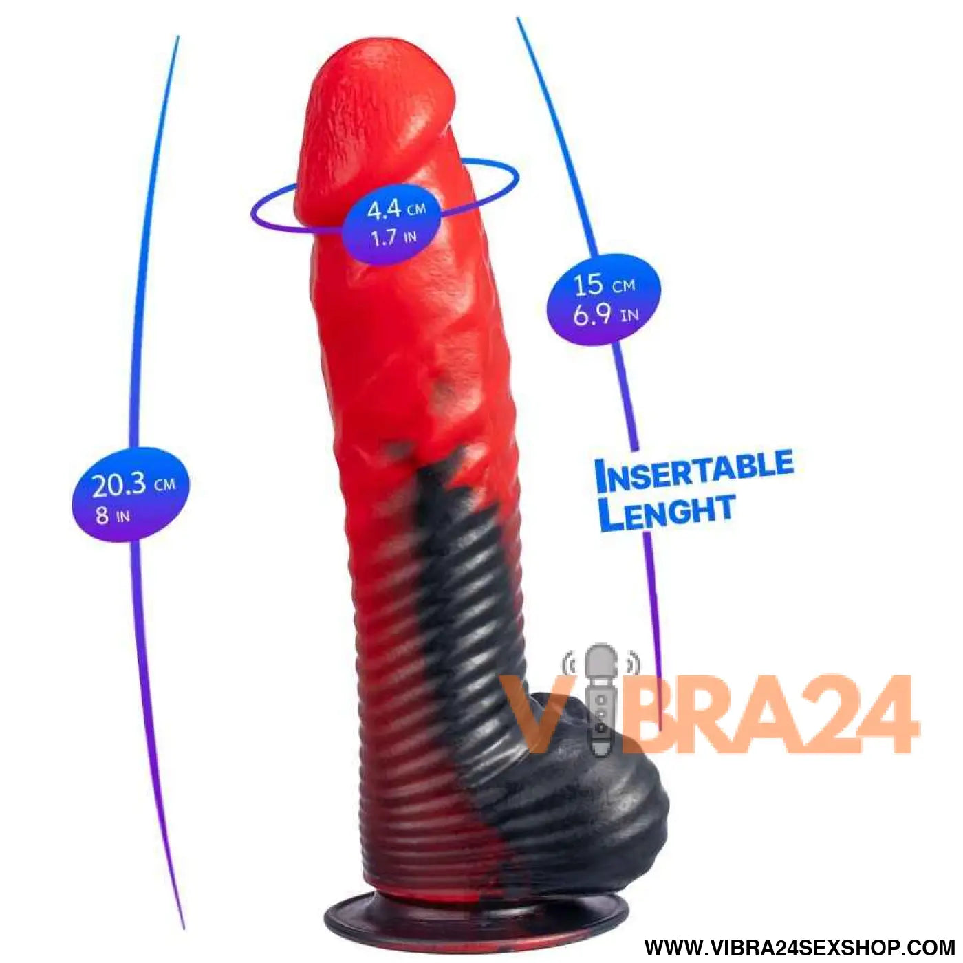 SILEXD - DEVIL DILDO FANTASIA DE SILICONE LÍQUIDO TERMOREATIVO VERMELHO E PRETO 20,3 CM
