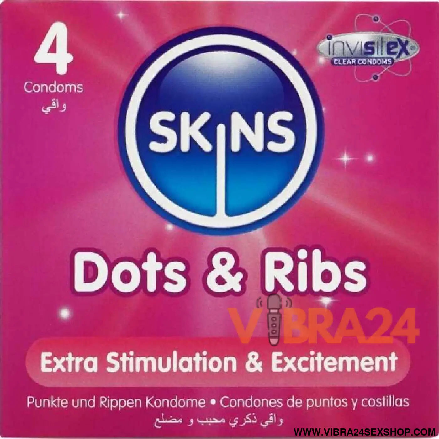 SKINS - DOTS & RIBS PREMIUM PRESERVATIVOS PACOTE 4