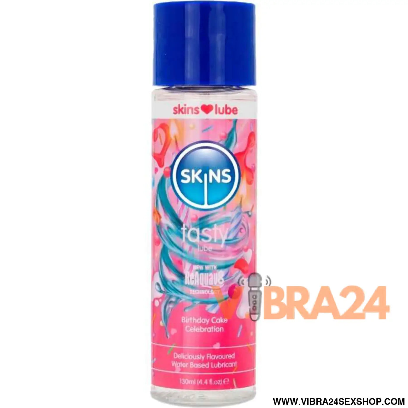 SKINS - LUBRIFICANTE SABOROSO À BASE DE ÁGUA COM AROMA BOLO ANIVERSÁRIO 130 ML