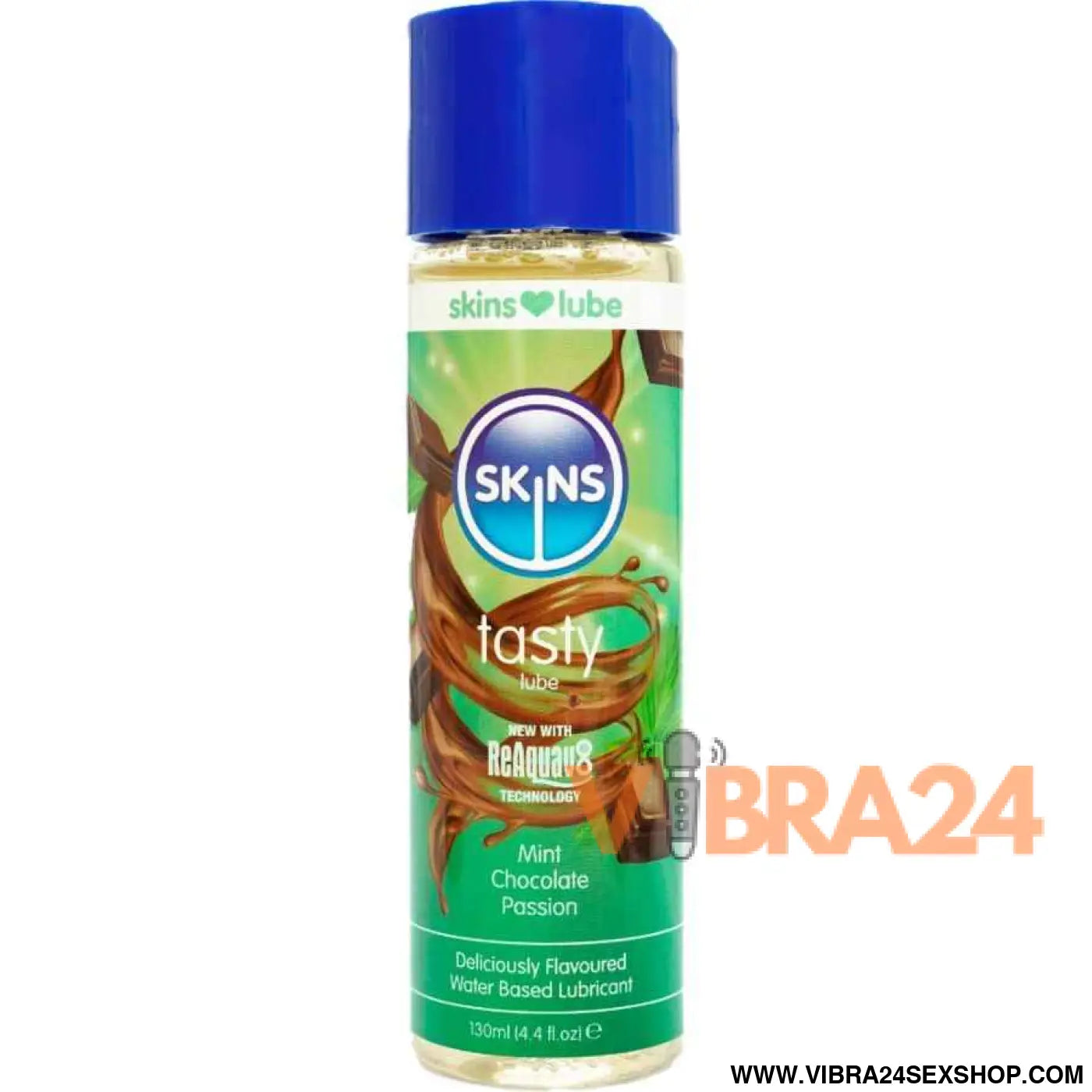 SKINS - LUBRIFICANTE SABOROSO À BASE DE ÁGUA COM SABOR HORTELÃ E CHOCOLATE 130 ML