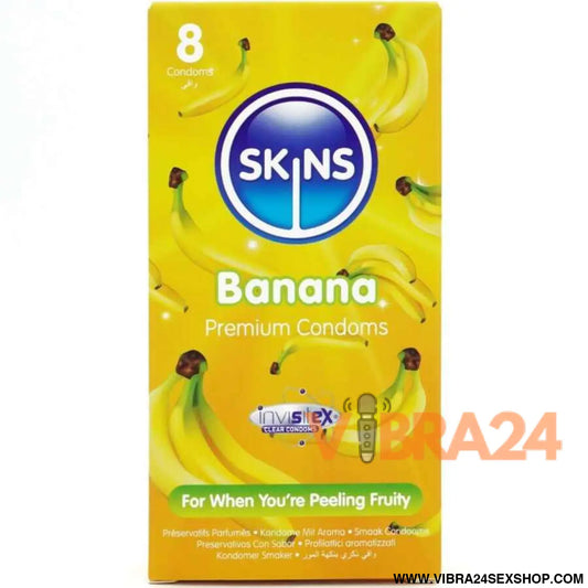 SKINS - PRESERVATIVOS BANANA PREMIUM PACOTE COM 8