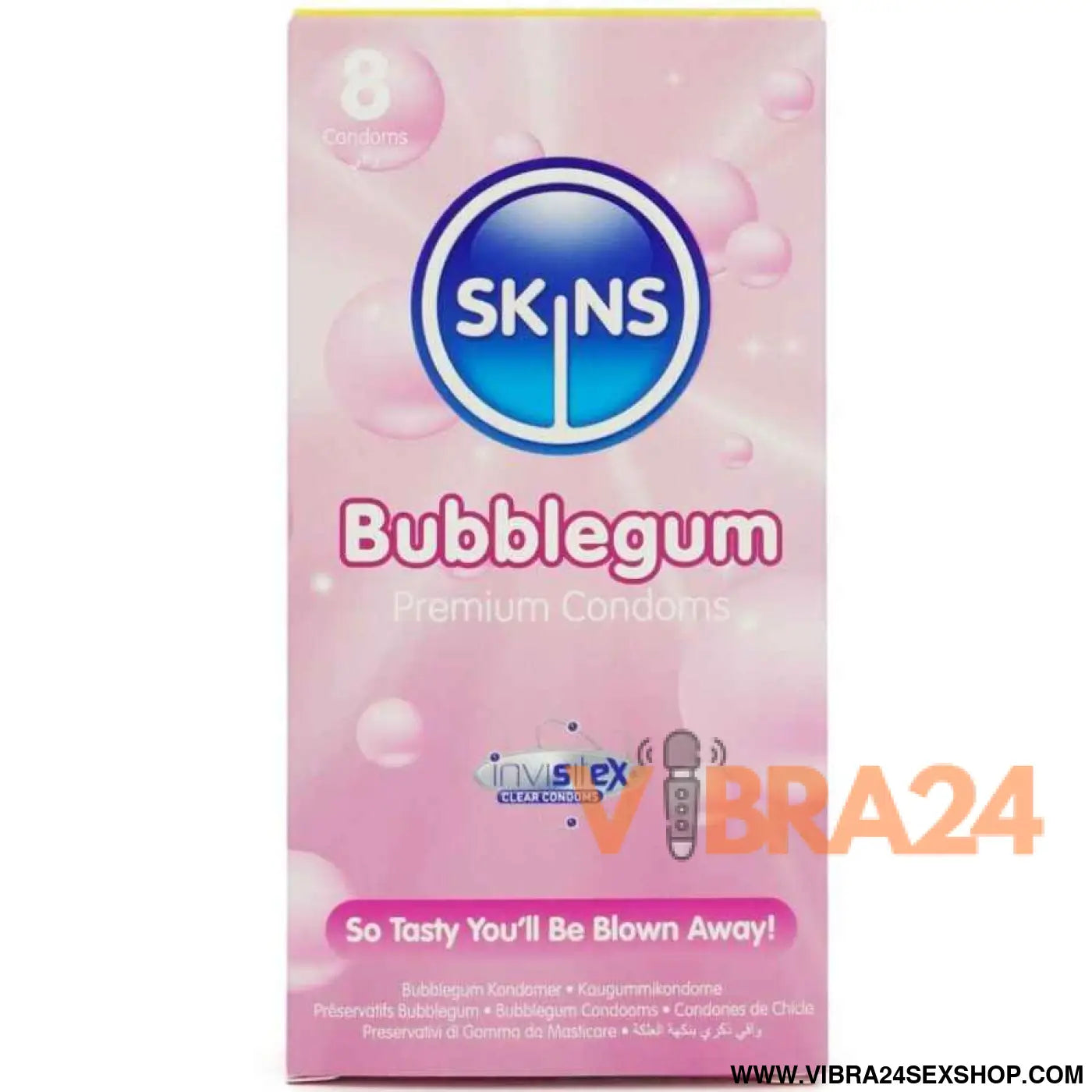 SKINS - PRESERVATIVOS BUBBLEGUM PREMIUM PACOTE 8