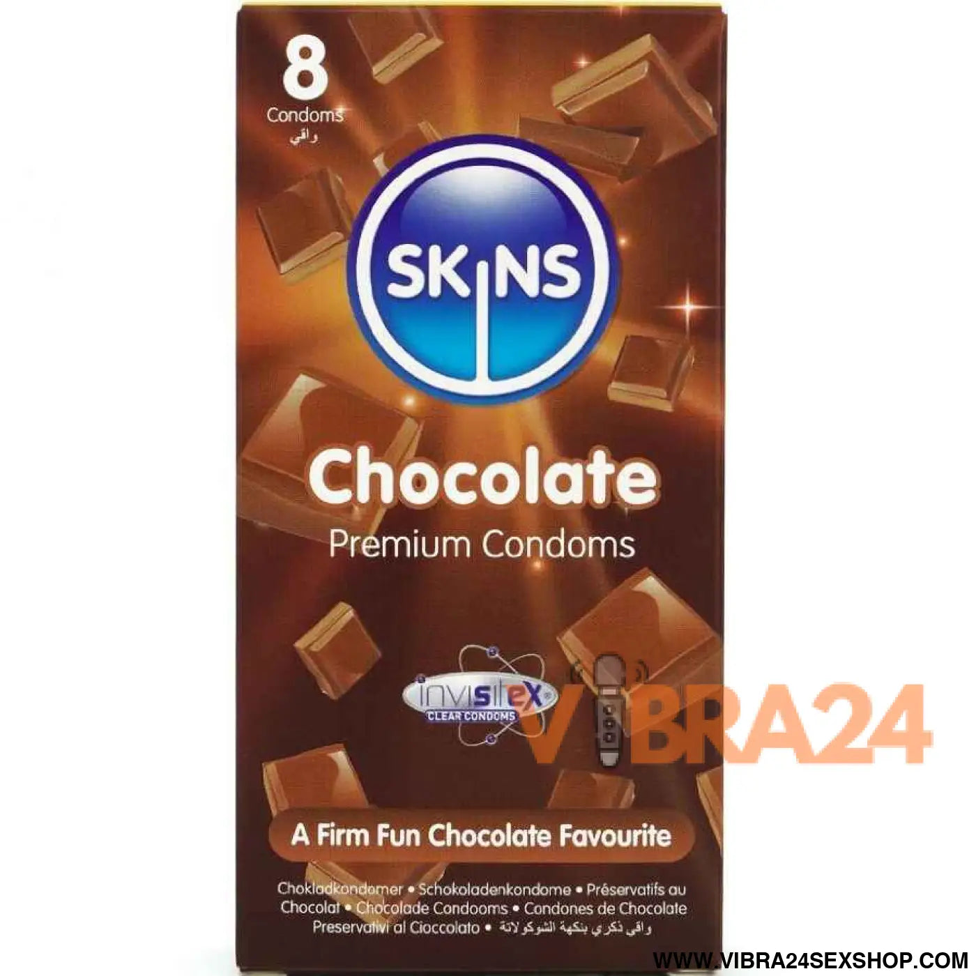 SKINS - PRESERVATIVOS CHOCOLATE PREMIUM PACOTE 8