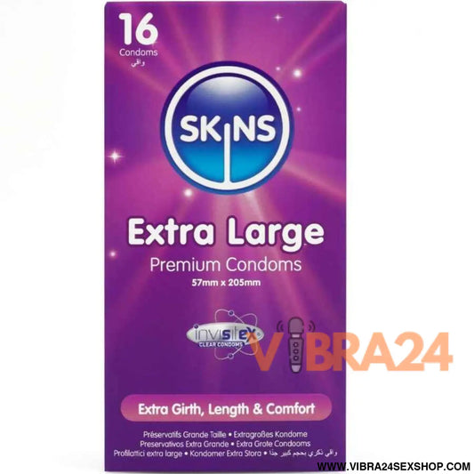 SKINS - PRESERVATIVOS EXTRA GRANDE PREMIUM PACOTE COM 16