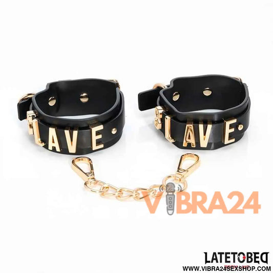 SLAVE Handcuff with Golden Chain