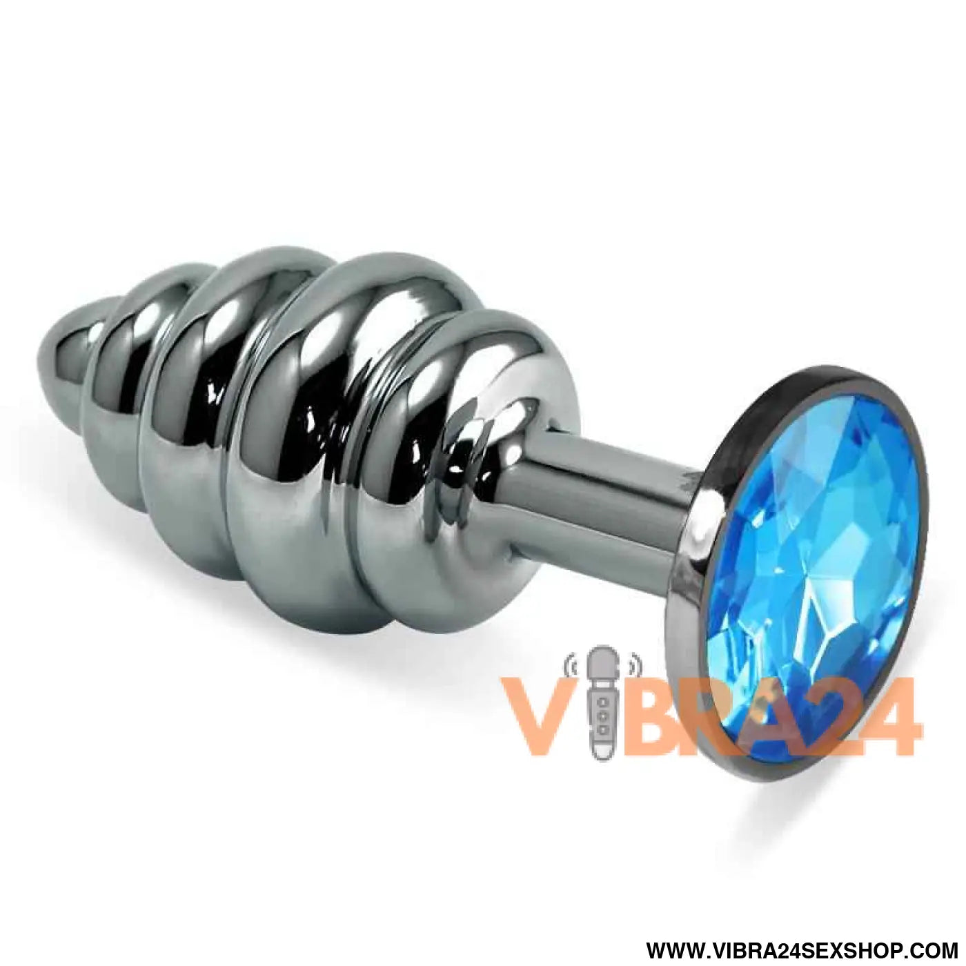 Spiral Butt Plug Rosebud with Blue Jewel