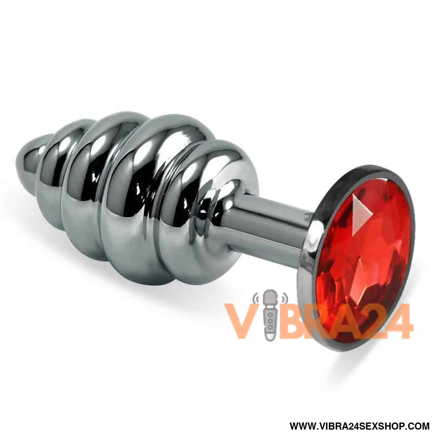 Spiral Butt Plug Rosebud with Red Jewel