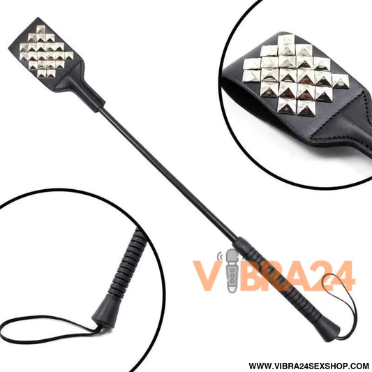Square riding crop with silver studs 53 cm