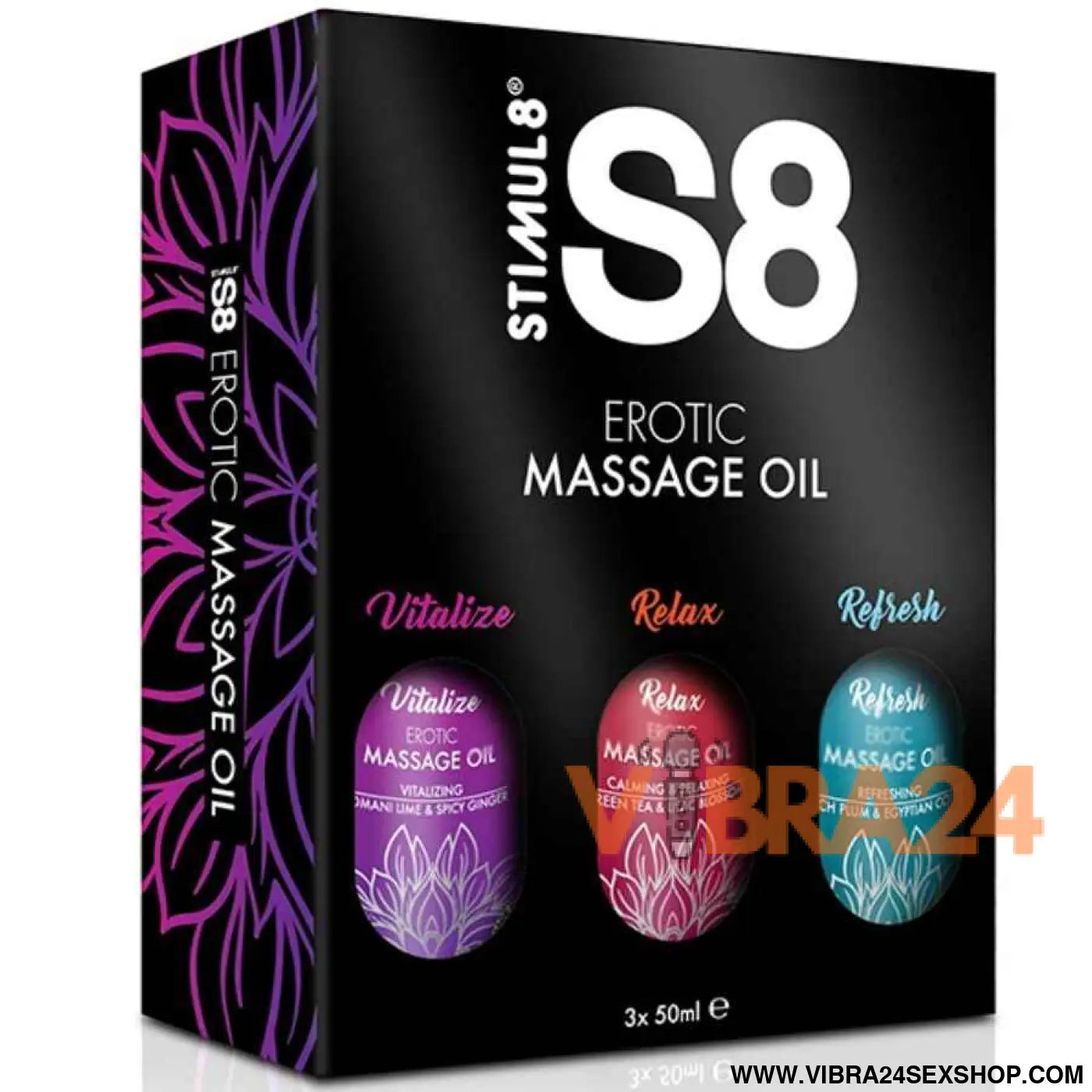 STIMUL8 - ÓLEO DE MASSAGEM S8 CAIXA 3 X 50 ML