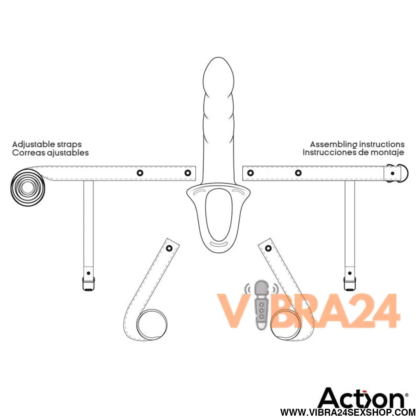 Strap-On Dildo Silicone Preto Premium Tamanho L - Conforto e Estilo com Oco