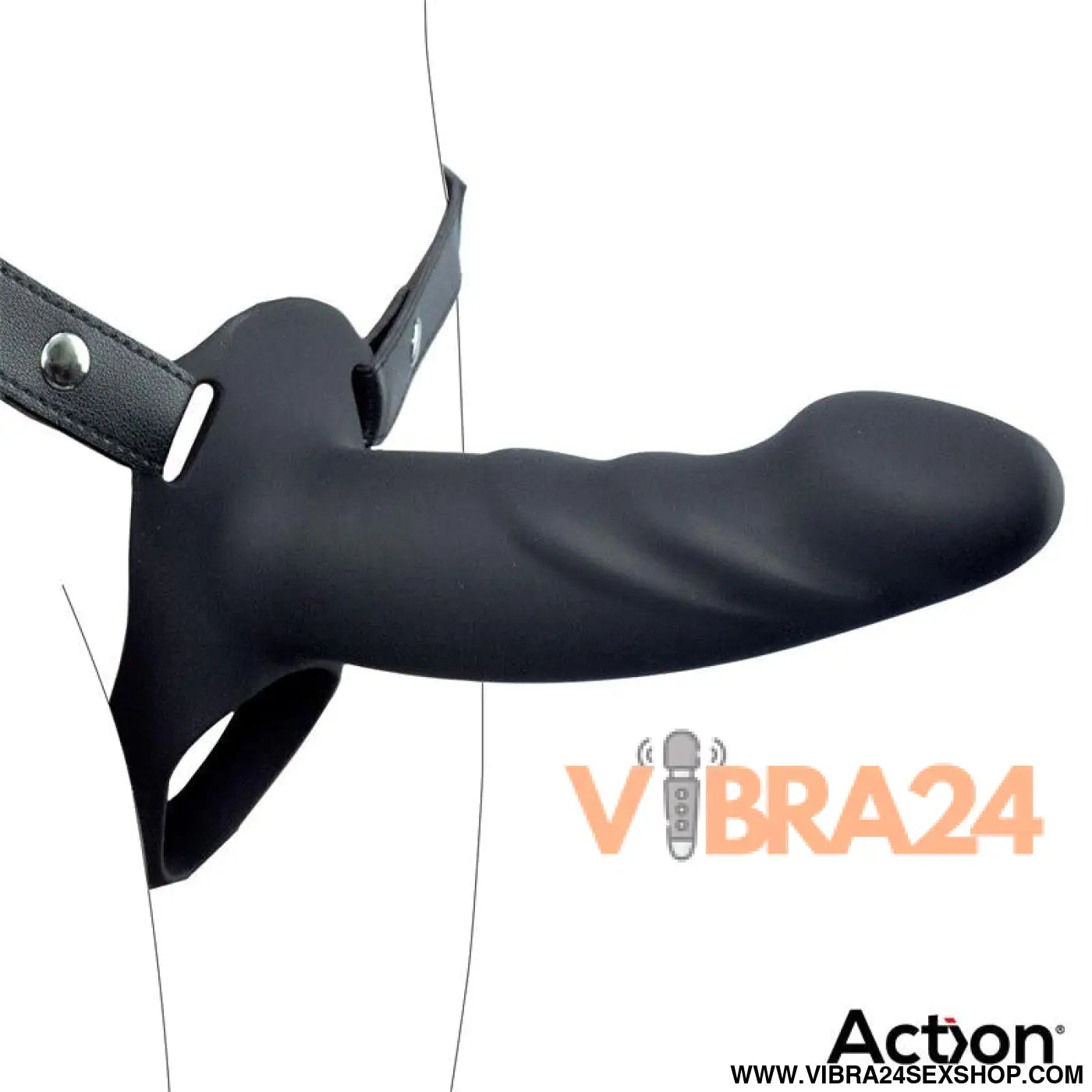 Strap-On Dildo Silicone Preto Premium Tamanho L - Conforto e Estilo com Oco