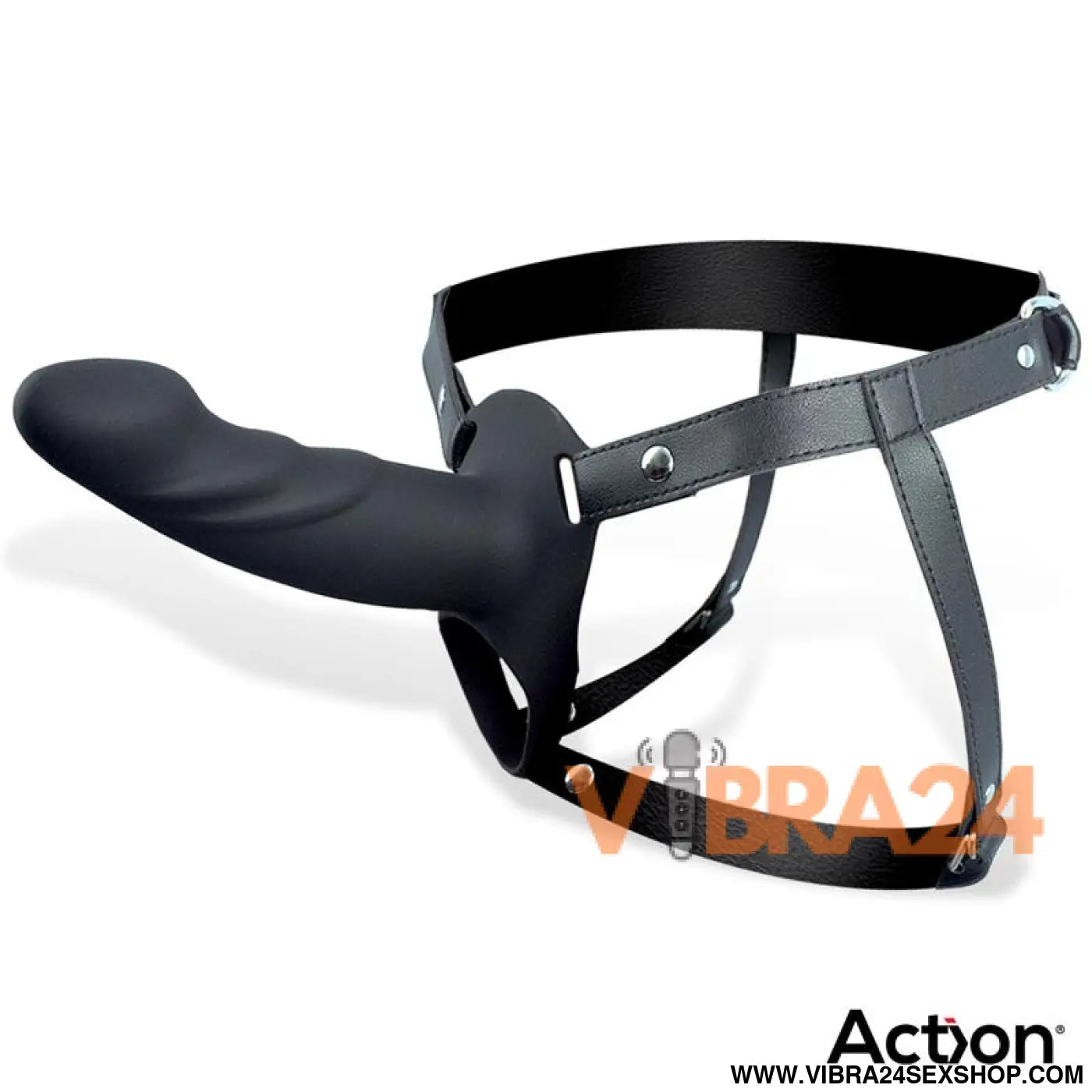 Strap-On Dildo Silicone Preto Premium Tamanho L - Conforto e Estilo com Oco