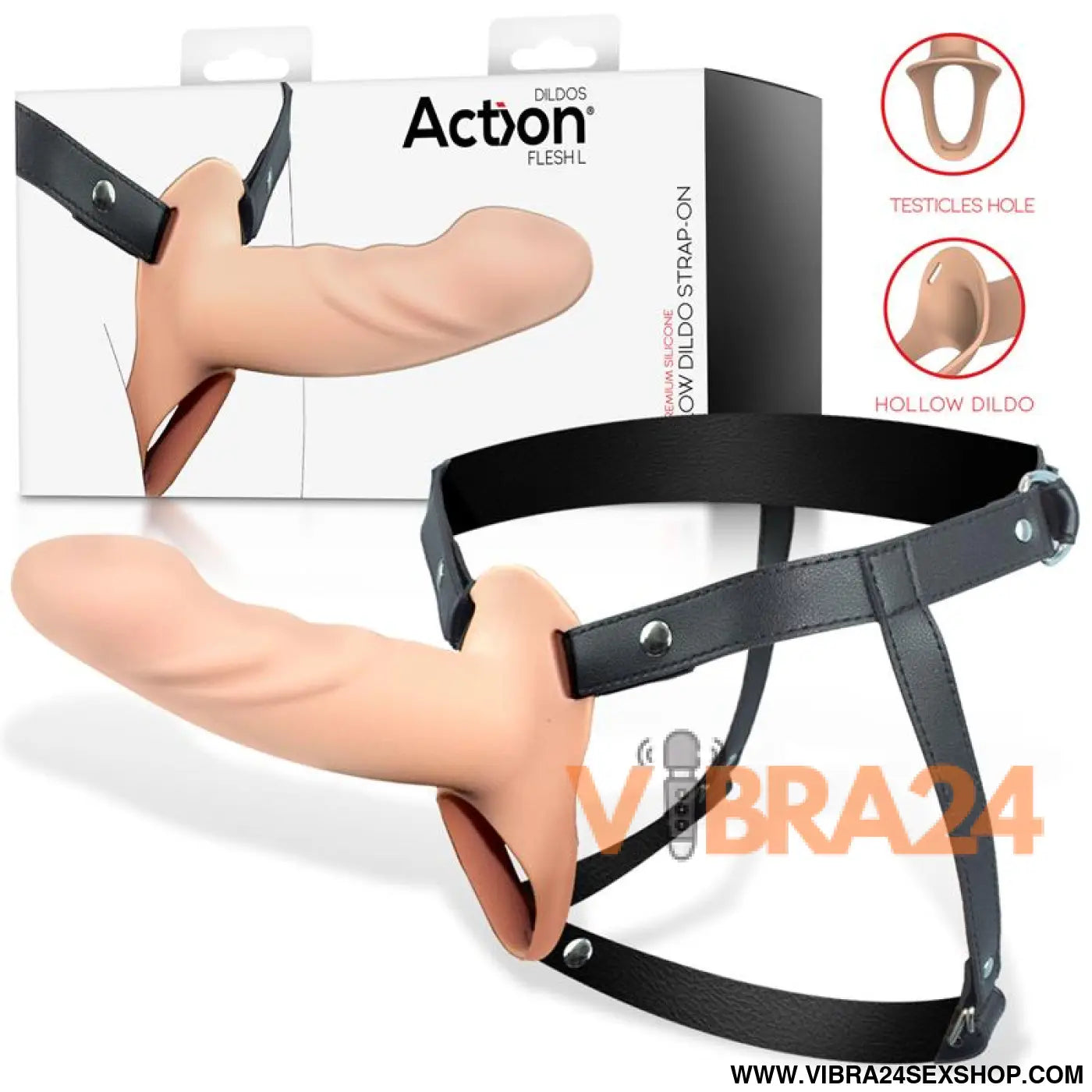 Strap-On Silicone com Dildo Oco Premium Tamanho L Flesh
