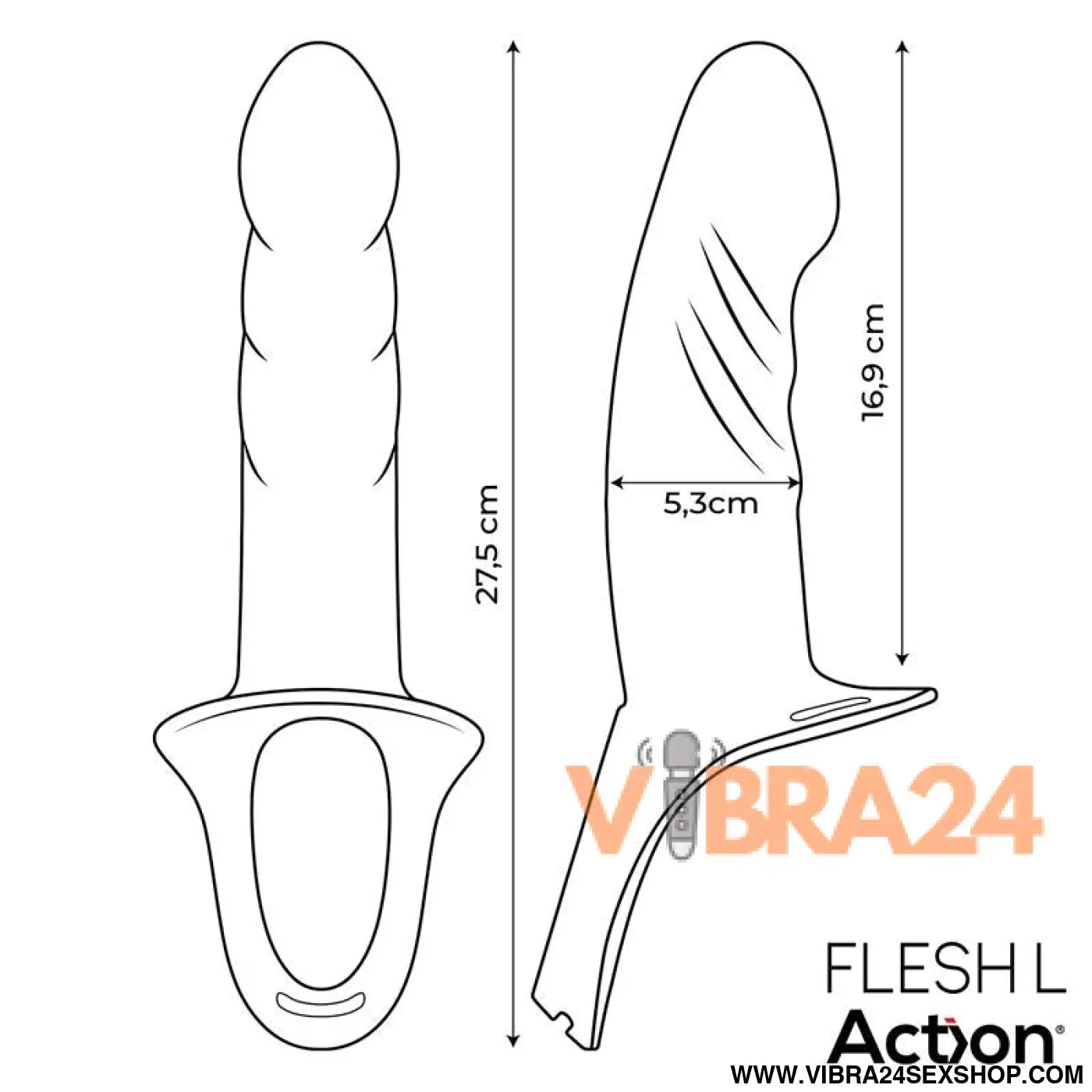 Strap-On Silicone com Dildo Oco Premium Tamanho L Flesh