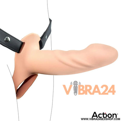 Strap-On Silicone com Dildo Oco Premium Tamanho L Flesh