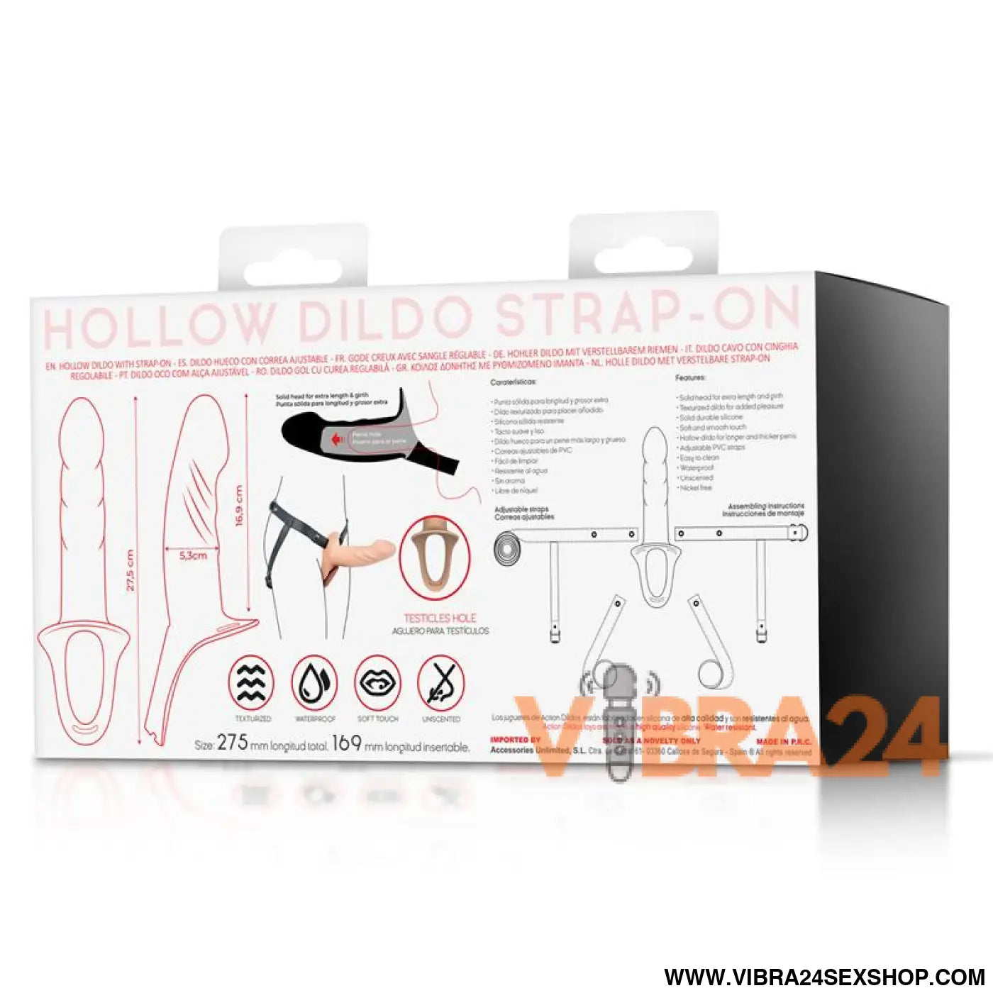 Strap-On Silicone com Dildo Oco Premium Tamanho L Flesh