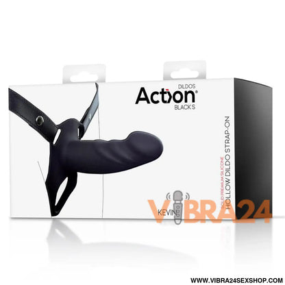 Strap-On Silicone Hollow Dildo S em Premium Tamanho Preto