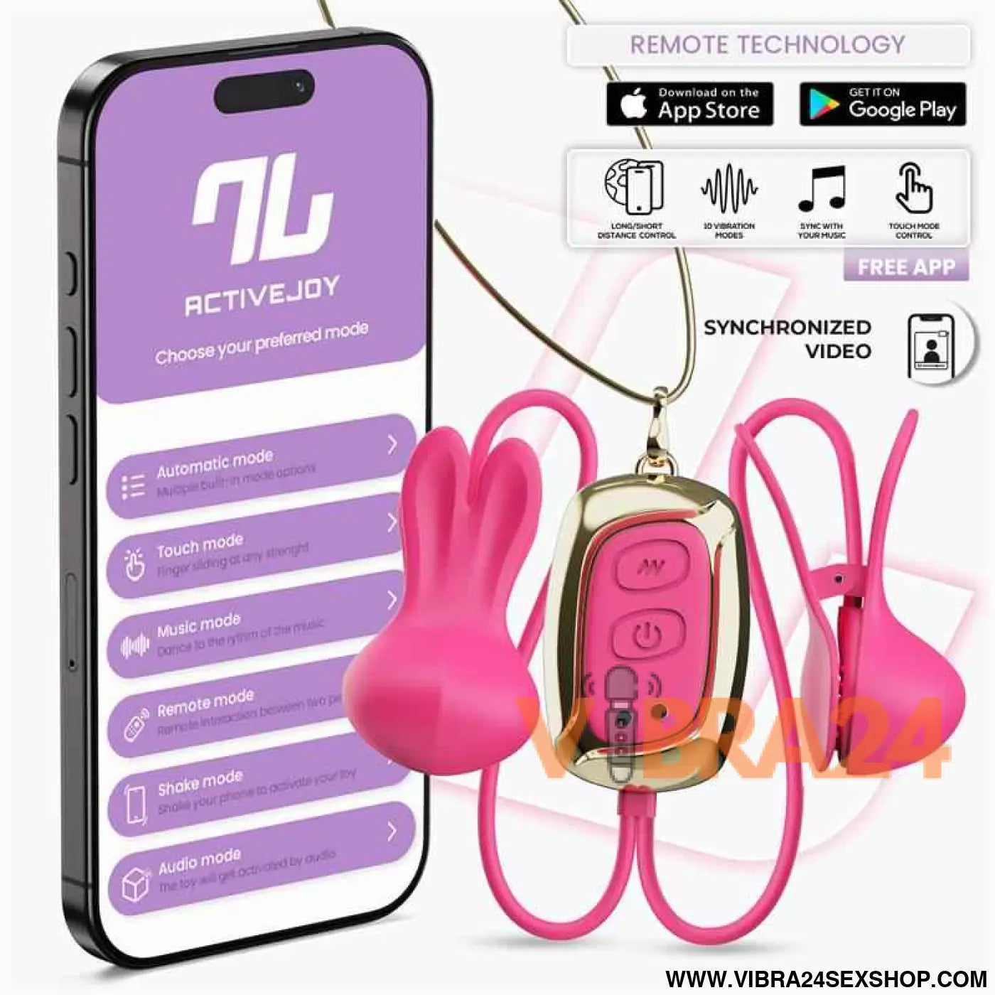 Tickly Nipple Clamps ith Vibration Remote and Necklace with App