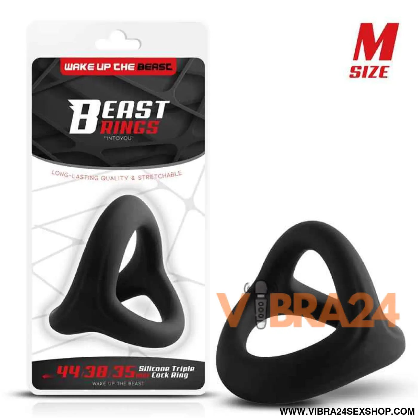 Triple Cock Ring Solid Silicone 44/38/35 mm Size M