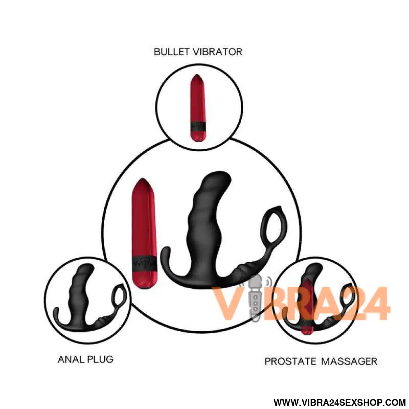 Two-in-one Anal Plug and Massager with Vibration
