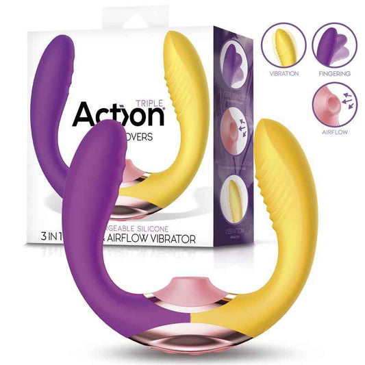 Two Lovers 3 in 1 Finger and Airflow Vibrator