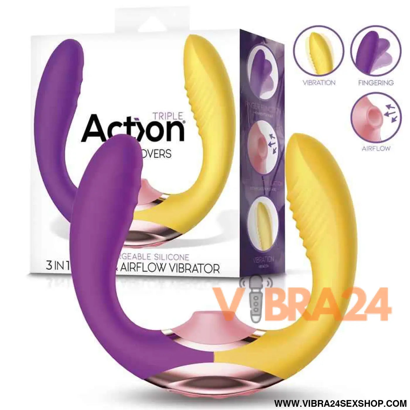 Two Lovers 3 in 1 Finger and Airflow Vibrator