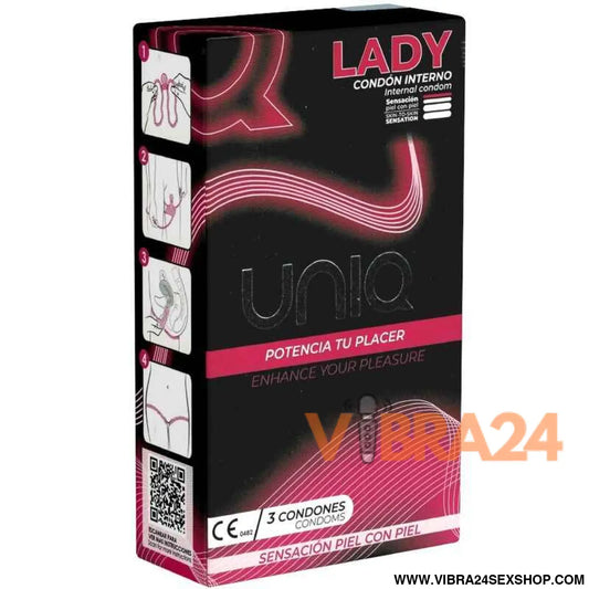 UNIQ - LADY CONDOM PRESERVATIVOS FEMININOS SEM LÁTEX COM CINTA LIGA 3 UNIDADES