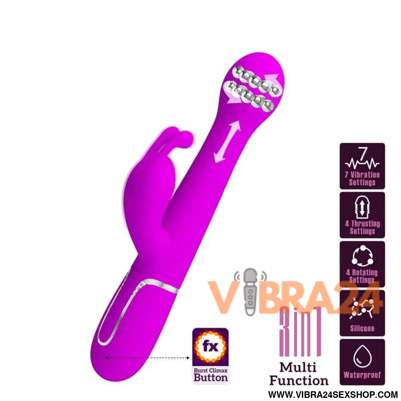 Vibe with Thrusting and Rotating Beads Dejon Pink